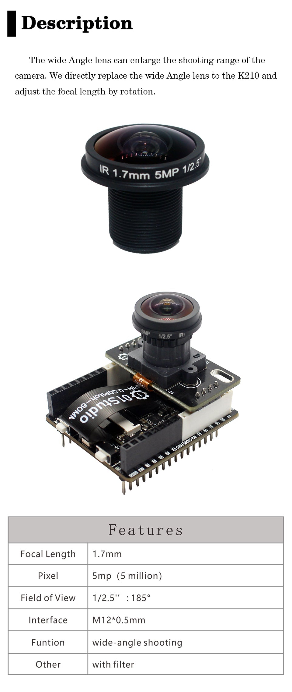 Custom PCB toy pcba atm Wide-angle lens Development Demo Board Camera Module compatible with Openmv k210 8.4v charging pcba