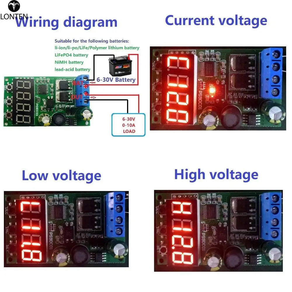 Custom 15A DC 6-30V Lead-acid NiMH LiFePO4 Li-ION Li-PO LiFe polymer lithium battery discharge protection board Module Manufacturer