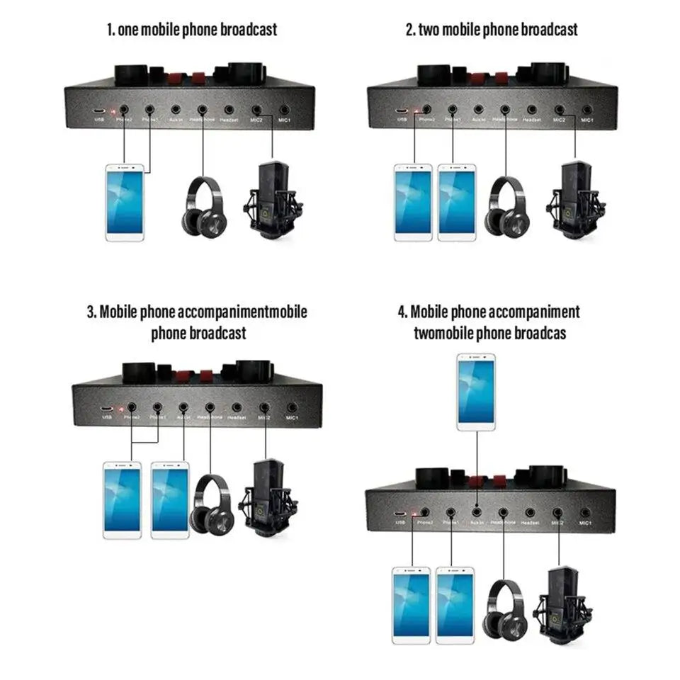 Custom LT Condenser Microphone Kit with Audio Mixer for Streaming Voice Changer Microphone for Live Podcast Equipment Bundle Manufacturer