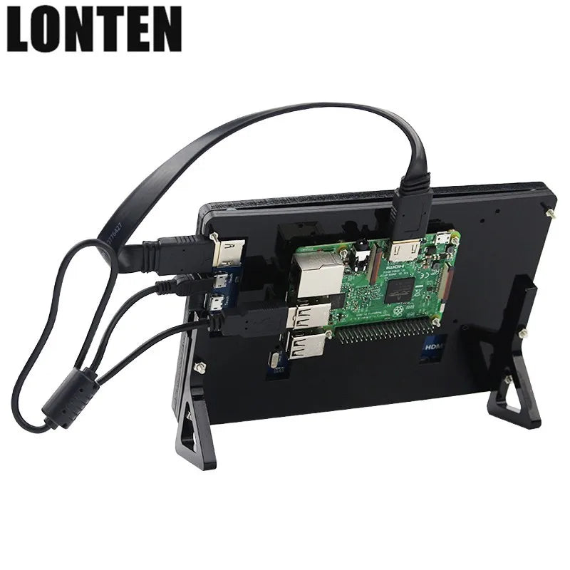 Custom Lonten 7 inch LCD Display Touch Screen Housing Bracket for Raspberry Pi 3 B+ Acrylic Holder for 7 inch Raspberry Pi LCD 1024 *60 Manufacturer