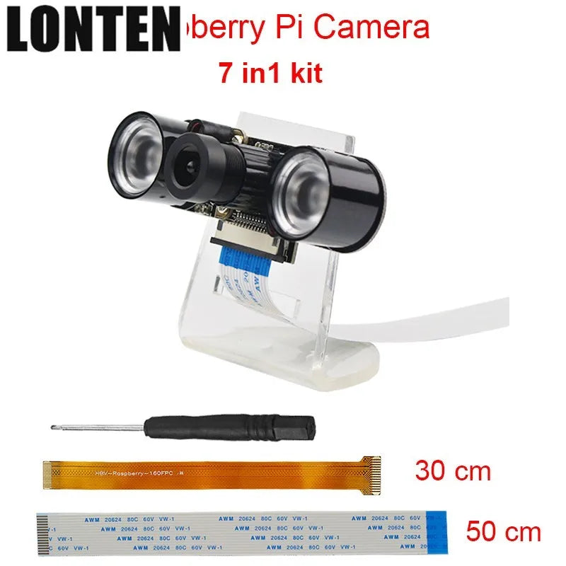 Custom Lonten Raspberry Pi 3 Model B+ Camera Kit 5MP Focal Adjustable Night Vision Camera+Holder +IR Lights+FFC Cable for Raspberry Pi Manufacturer
