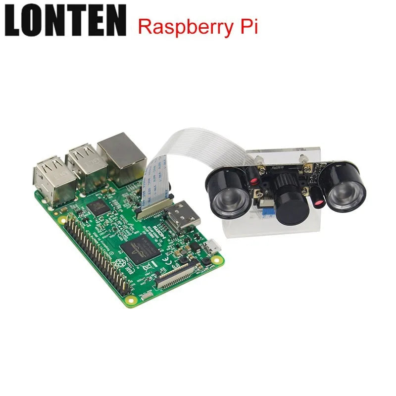 Custom Lonten Raspberry Pi 3 Model B+ Camera Kit 5MP Focal Adjustable Night Vision Camera+Holder +IR Lights+FFC Cable for Raspberry Pi Manufacturer