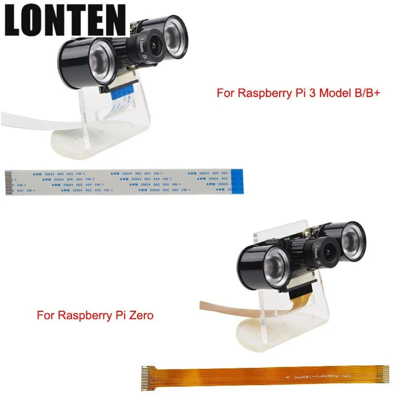 Custom Lonten Raspberry Pi 3 Model B+ Camera Kit 5MP Focal Adjustable Night Vision Camera+Holder +IR Lights+FFC Cable for Raspberry Pi Manufacturer