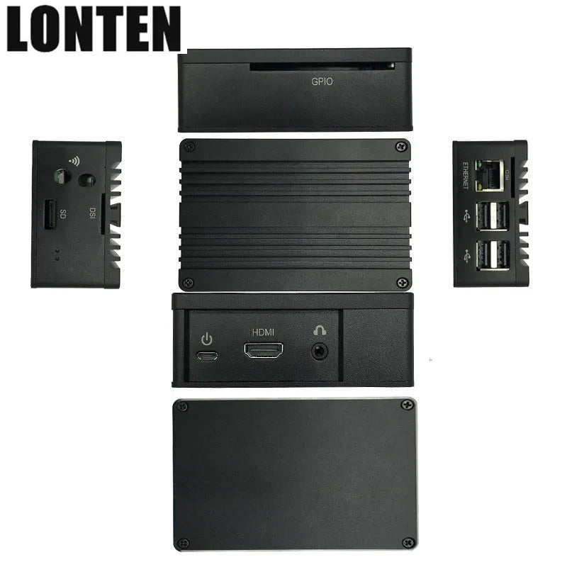 Custom Lonten Newest New Aluminum Case Housing Shell Enclosure With Fan Heat sink For Raspberry PI 3B+/3B ASUS Tinker S Manufacturer
