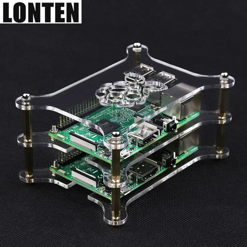 Custom Lonten Newest For Raspberry Pi 4 Acrylic Case 1-5 Layers Stackable Dog Bone Box Clear Enclosure Fits Raspberry Pi 3 Model B 3B P Manufacturer