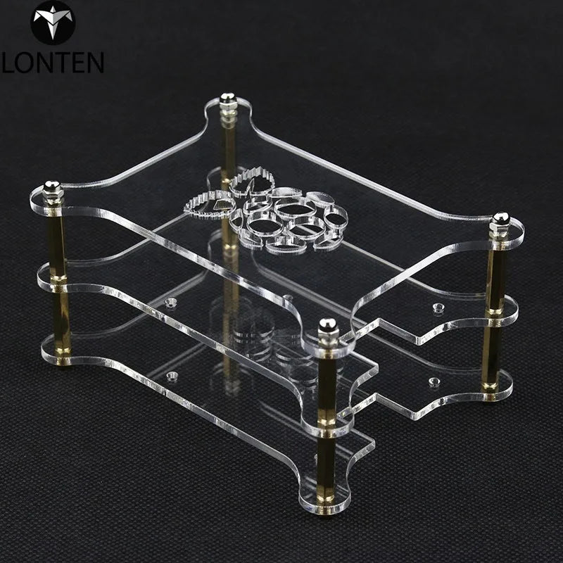 Custom Lonten 2-layer Raspberry Pi 3 Model B+ Case Acrylic Case with Logo Clear Box Shell Enclosure for Raspberry Pi 3 /2 Case Box Manufacturer
