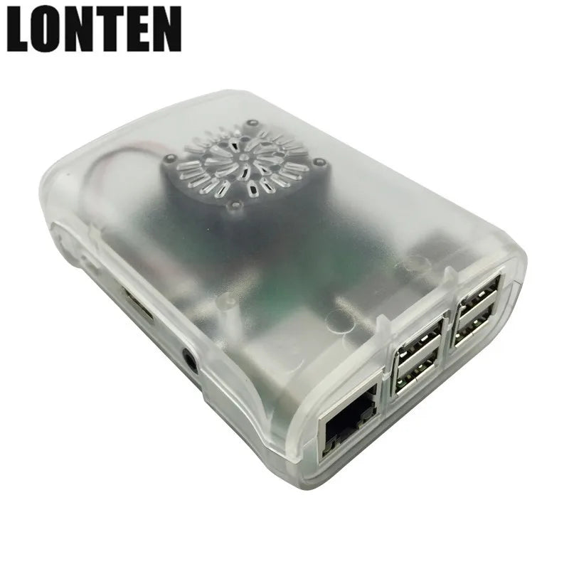 Custom Lonten Raspberry Pi 3 ABS Case Black White Transparent Plastic Box Enclosure Cover + Cooling Fan for Raspberry Pi 3 Model B Plus Manufacturer