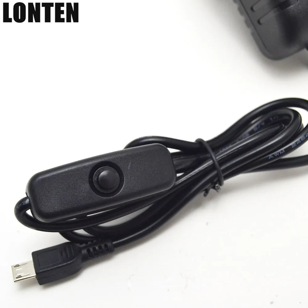 Custom Hot Raspberry Pi 3 B+ Power Supply 5V 3A Switch Button Micro USB Power Charger Adapter UK Plug for Raspberry Pi 3 Model B+ Manufacturer