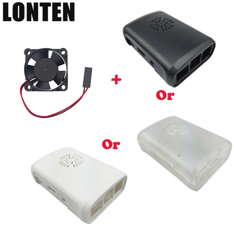 Custom Lonten Raspberry Pi 3 ABS Case Black White Transparent Plastic Box Enclosure Cover + Cooling Fan for Raspberry Pi 3 Model B Plus Manufacturer