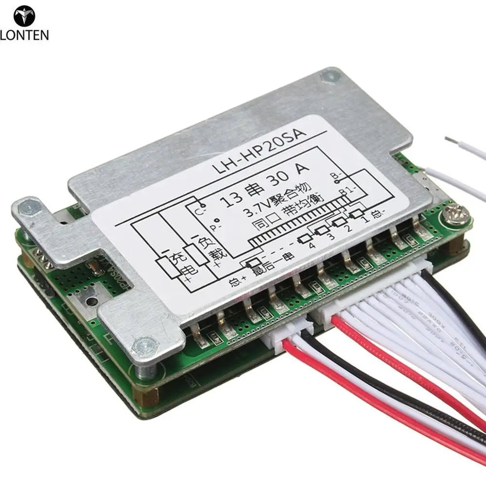 Custom Lonten 48V BMS 13S Li-ion Battery 30A Lithium Battery Protection Board Balance + Wire Board Module 70x45x15mm Integrated Circuit Manufacturer