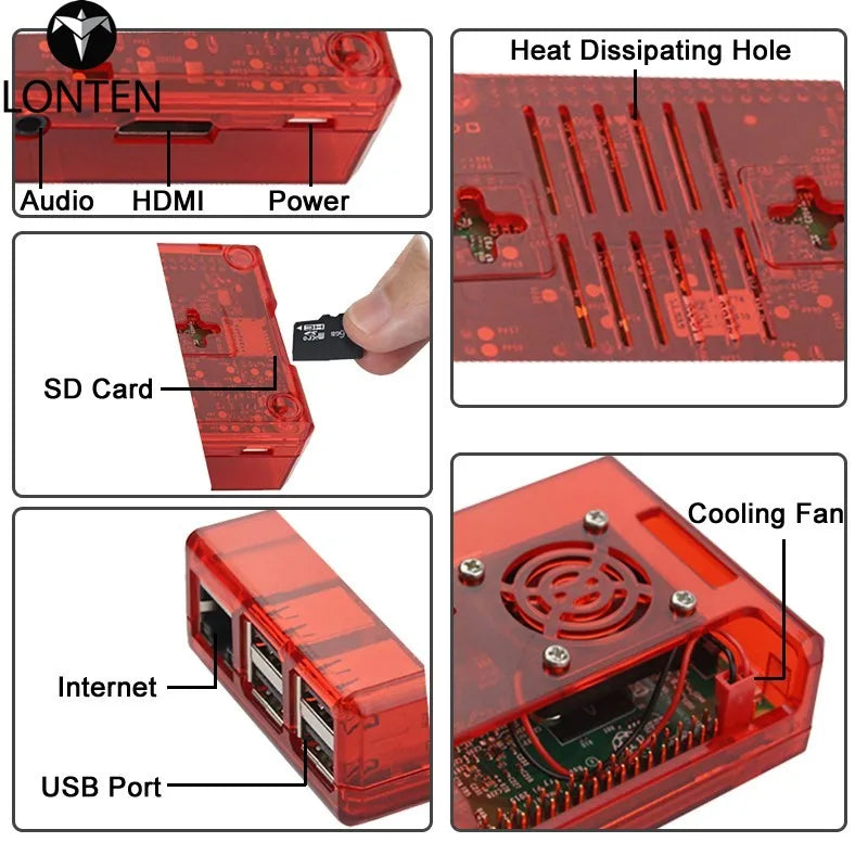 Custom Lonten Raspberry Pi 3 Model B or Raspberry Pi 3 Model B Plus + ABS Case + Cooling Fan + + Heat Sink + Power Adapter + Cable Manufacturer