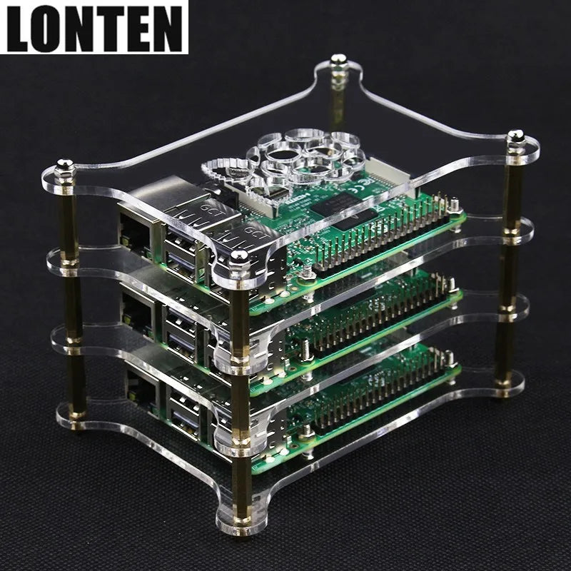 Custom Lonten Newest For Raspberry Pi 4 Acrylic Case 1-5 Layers Stackable Dog Bone Box Clear Enclosure Fits Raspberry Pi 3 Model B 3B P Manufacturer