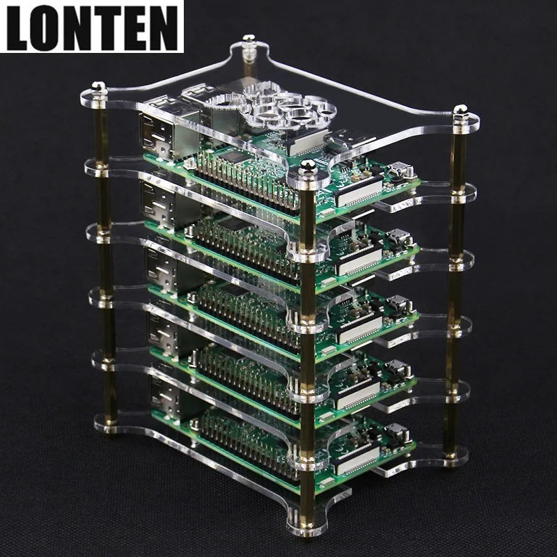 Custom Lonten Raspberry Pi 3 Model B+ Plus Acrylic Clear Case 5-layers with Logo Transparent Shell Acrylic Enclosure Box for Raspberry Manufacturer