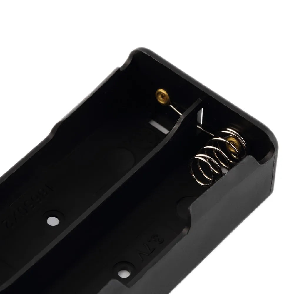 Custom Black Plastic 2x18650 Battery Storage Box Case 2 Slot Way DIY Batteries Clip Holder Container With Wire Lead Pin Manufacturer