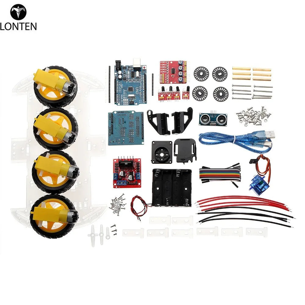 Custom Lonten NEW 4WD DIY Smart Chassis Car Kit Module For ard For R3 + Ultrasonic Module+Motor drive board Manufacturer