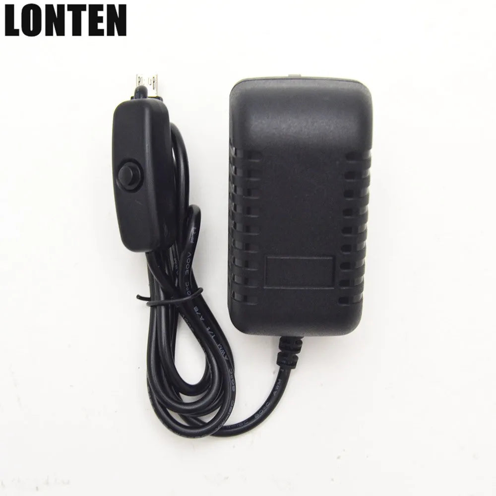 Custom Hot Raspberry Pi 3 B+ Power Supply 5V 3A Switch Button Micro USB Power Charger Adapter UK Plug for Raspberry Pi 3 Model B+ Manufacturer