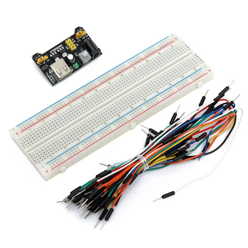 Custom High Quality Brand New MB102 Power Supply Module 3.3V 5V+Breadboard Board 830 Point+65PCS Jumper Cable Manufacturer