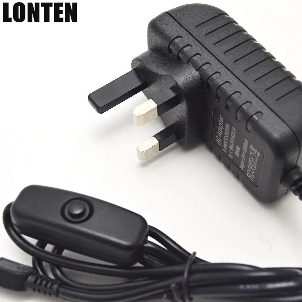 Custom Hot Raspberry Pi 3 B+ Power Supply 5V 3A Switch Button Micro USB Power Charger Adapter UK Plug for Raspberry Pi 3 Model B+ Manufacturer