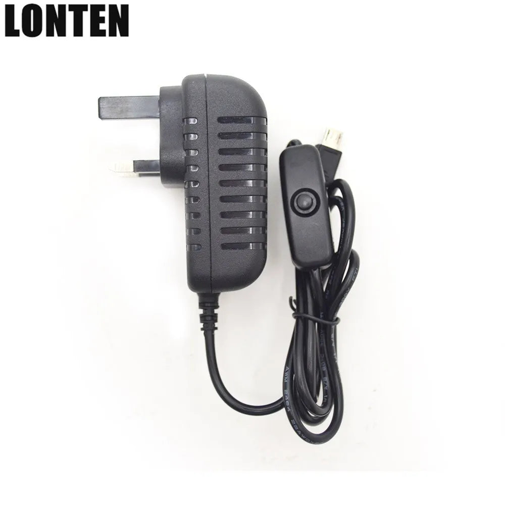 Custom Hot Raspberry Pi 3 B+ Power Supply 5V 3A Switch Button Micro USB Power Charger Adapter UK Plug for Raspberry Pi 3 Model B+ Manufacturer