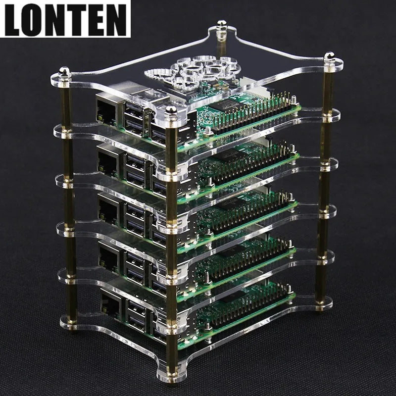 Custom Lonten Raspberry Pi 3 Model B+ Plus Acrylic Clear Case 5-layers with Logo Transparent Shell Acrylic Enclosure Box for Raspberry Manufacturer