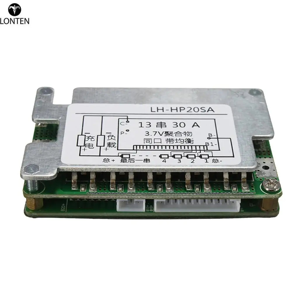 Custom Lonten 48V BMS 13S Li-ion Battery 30A Lithium Battery Protection Board Balance + Wire Board Module 70x45x15mm Integrated Circuit Manufacturer