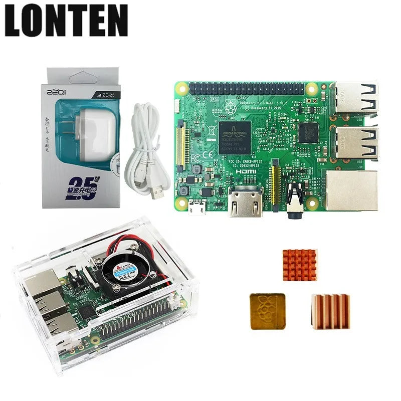 Custom Hot Raspberry Pi 3 kit-pi 3 board case US power plug with logo Heatsinks pi3 b with wifi Manufacturer
