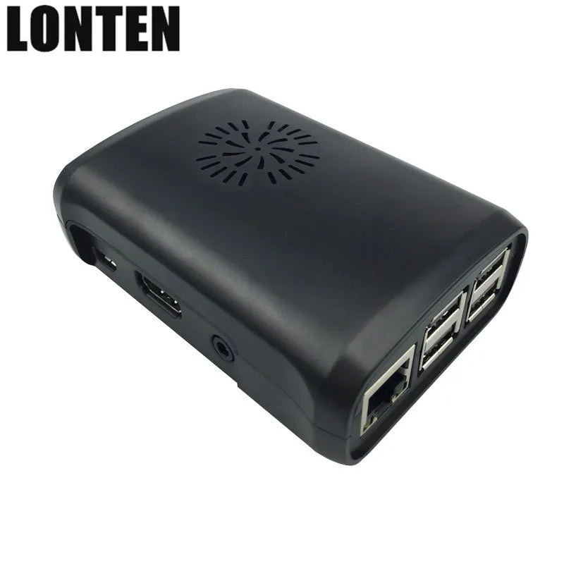 Custom Lonten Raspberry Pi 3 ABS Case Black White Transparent Plastic Box Enclosure Cover + Cooling Fan for Raspberry Pi 3 Model B Plus Manufacturer