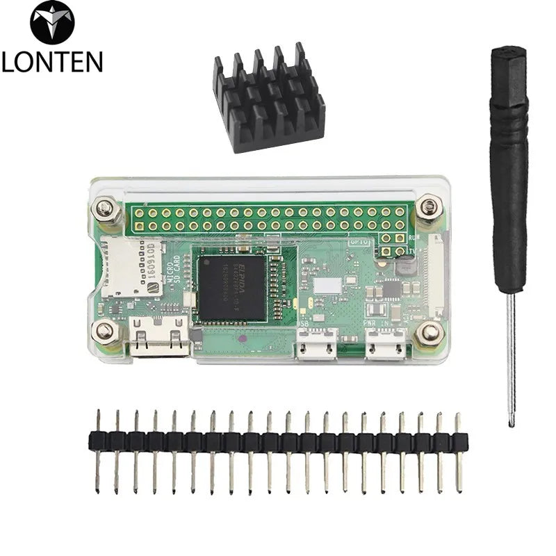 Custom Lonten 4 in 1 Raspberry Pi Zero W kit Three Colors Acrylic Case + Heat Sink + Connector + Screwdriver for Raspberry Pi Zero V1. Manufacturer