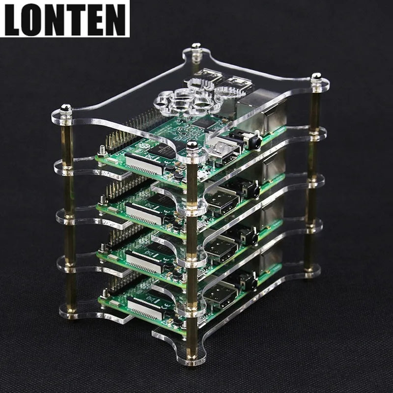Custom Lonten Newest For Raspberry Pi 4 Acrylic Case 1-5 Layers Stackable Dog Bone Box Clear Enclosure Fits Raspberry Pi 3 Model B 3B P Manufacturer