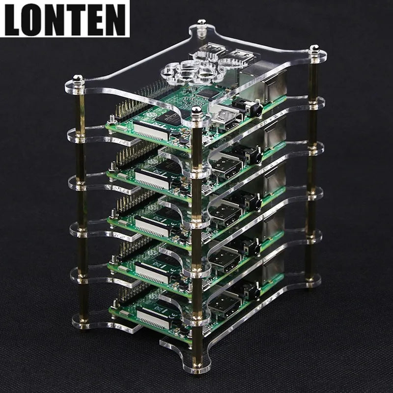 Custom Lonten Raspberry Pi 3 Model B+ Plus Acrylic Clear Case 5-layers with Logo Transparent Shell Acrylic Enclosure Box for Raspberry Manufacturer
