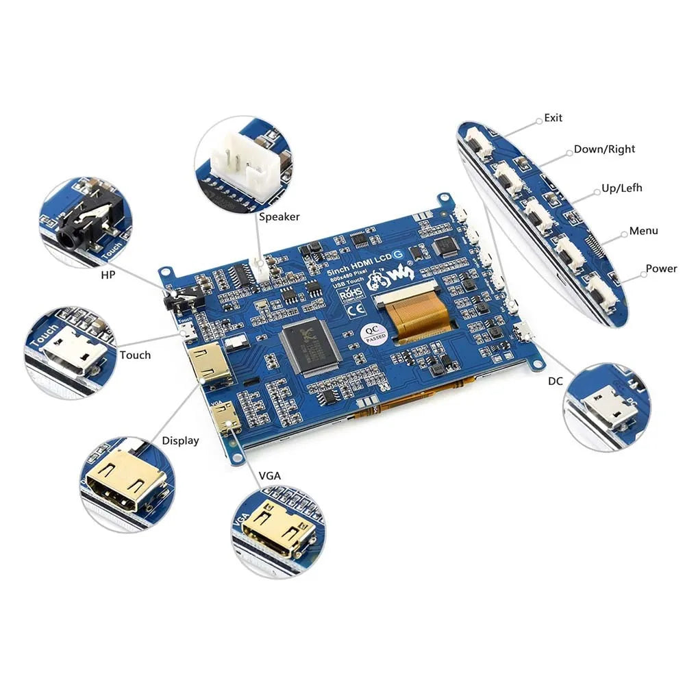 Custom 5inch, 800x480,Resistive Touch Screen LCD, interface,support Raspberry Pi,BB Black,Banana Pi, 10/8.1/8/7 Manufacturer