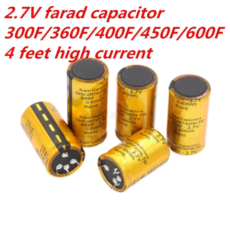 Custom 2.7V super farad capacitor 300F/360F/400F/450F/35*60 /600F 35*70 4-pin high current automotive rectifier capacitor 35*50MM Manufacturer