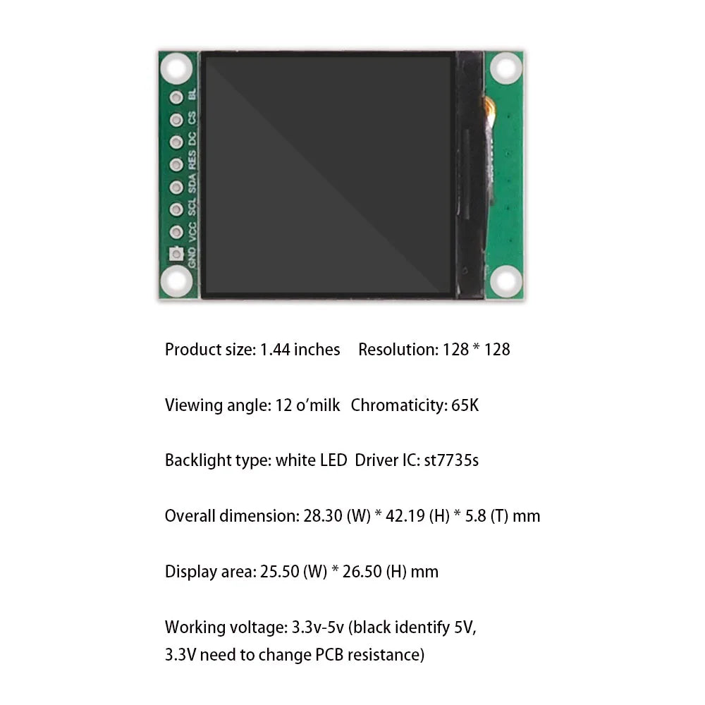 Custom 1.44 inch 128*128 HMI Intelligent Smart USART UART Serial TFT LCD Module Display Panel for Arduin0 without Touch Panel Manufacturer