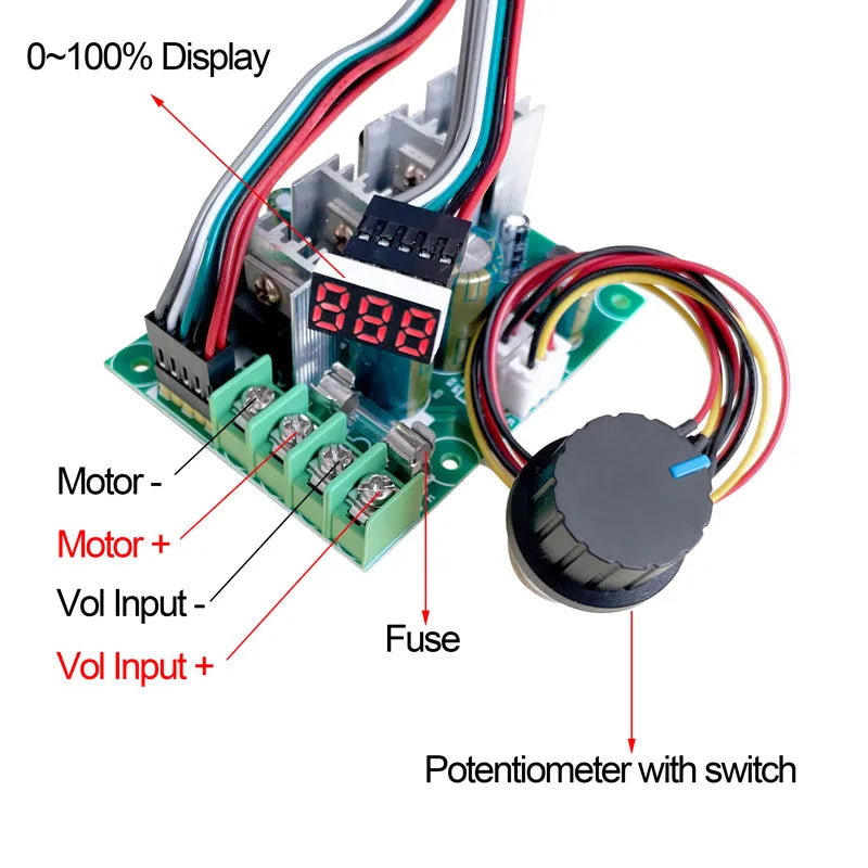 Custom Digital display PWM speed controller 30A DC motor 0~100% adjustable drive module Input 12V 24V Manufacturer