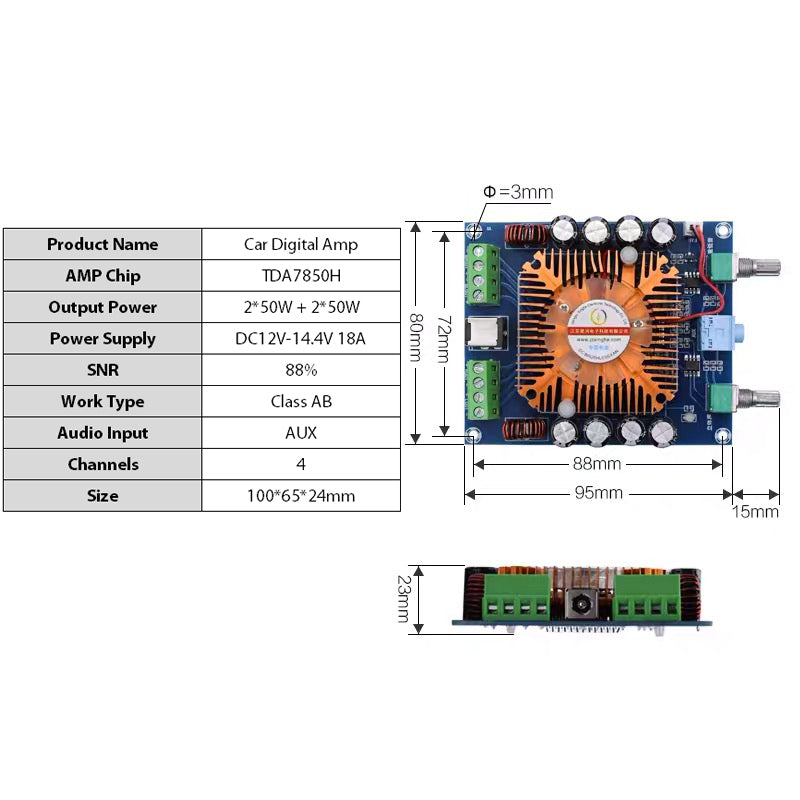 TDA7850H 2*50W + 2*50W 4 Channels Audio Digital Amplifier Board Class AB Stereo Subwoofer Car AMP pcb assembly customize