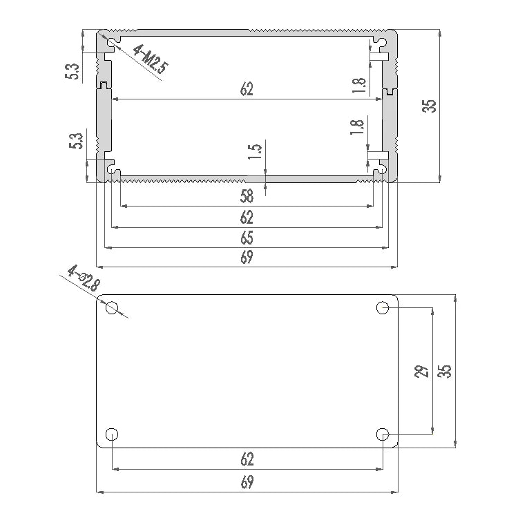 Custom Sliver color aluminum housing case for electronics project case 35(H)x69(W)x100(L) mm Manufacturer