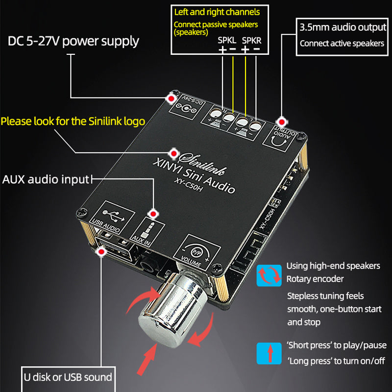 2*100W 5.0 Digital Power Amplifier Board AUX TPA3116 Class D 2.0 CH Stereo Home Music Wireless Module Audio AMP pcb assembly Customize