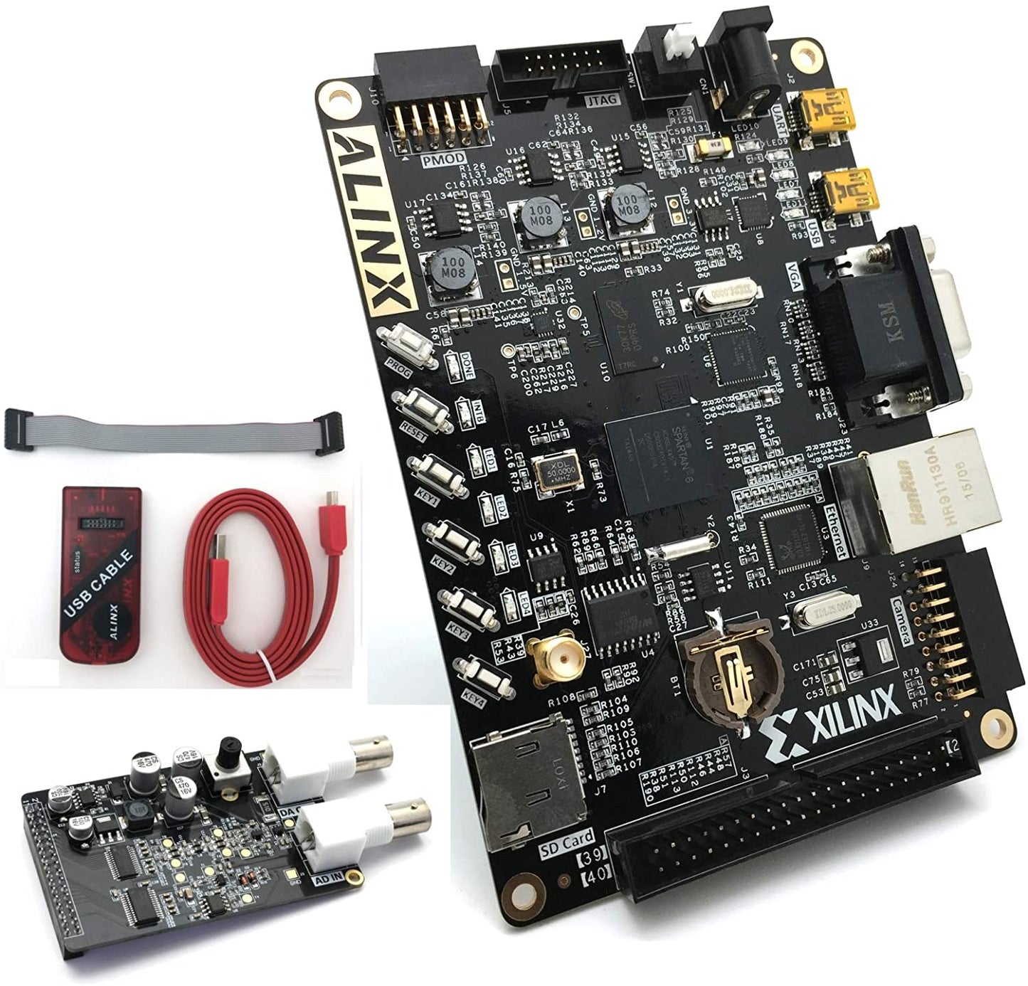 AX516 Brand XILINX FPGA Development Board SPARTAN6 LX16 LX45 DDR3 Gigabit Ethernet Custom PCB pcba tubo led pink