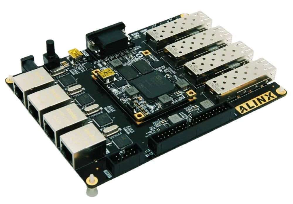 Custom AX7101 Brand XILINX A7 FPGA Development Board Artix-7 XC7A100T 4 Ethernet 4 SFP RS232 VGA fpga Evaluation kit Custom PCB Manufacturer