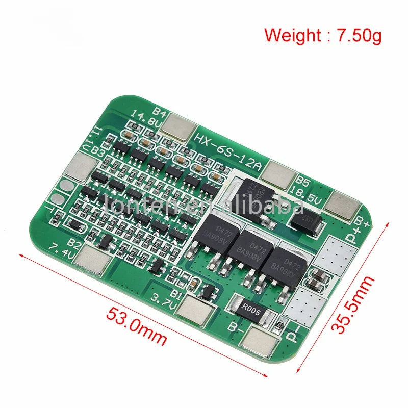 Custom 6S 15A 24V PCB BMS Protection Board For 6 Pack 18650 Li-ion Lithium Battery Cell Module New Arrival Manufacturer