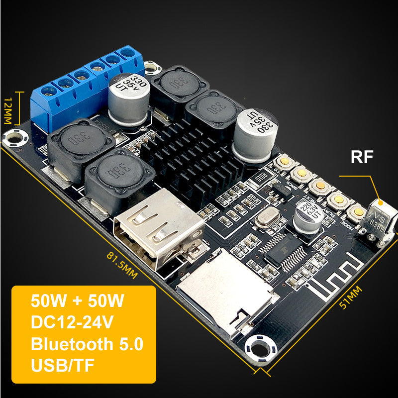 2*50W TPA3116 5.0 Amplifier Board Digital Audio Power Amp HiFi Stereo 2.0 Class D Receiver TF Card USB Remote pcb assembly Customize