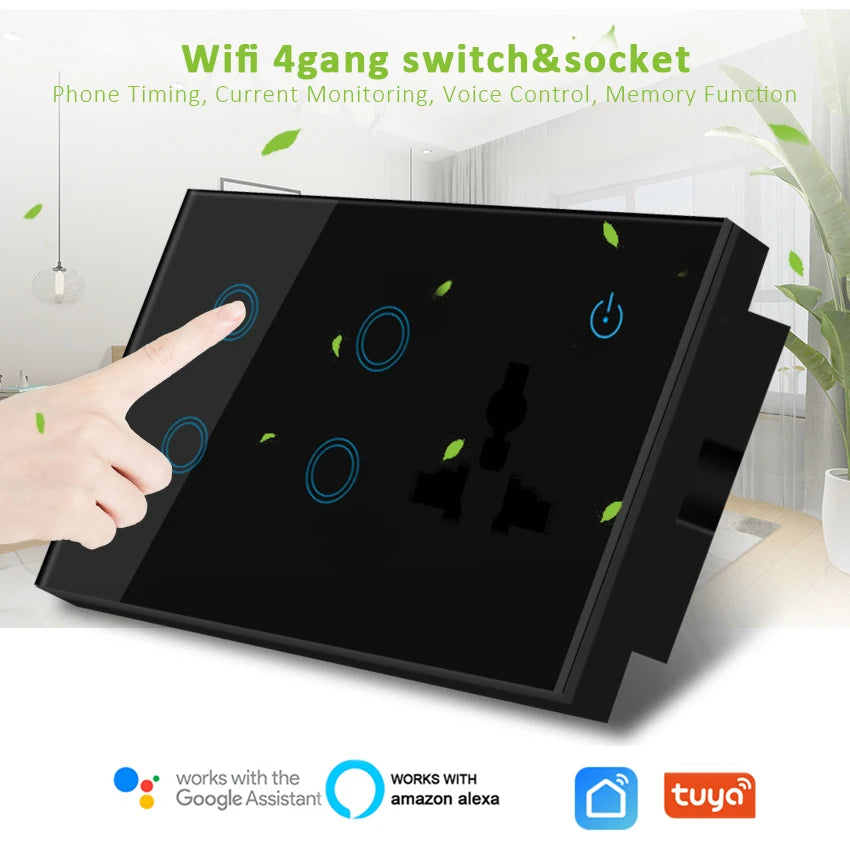 Custom Lonten TUYA with Alexa UM Type Wifi Socket Plug Universal Wifi Smart Socket Manufacturer