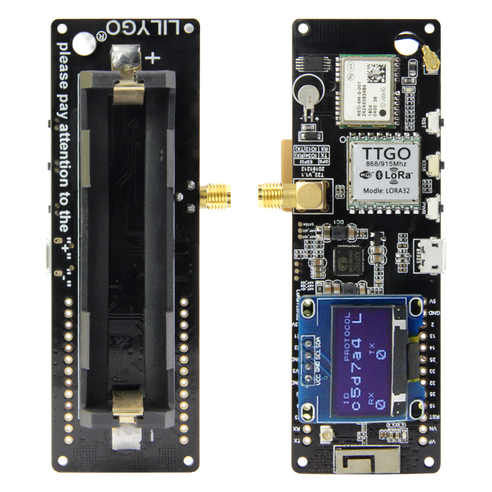 TTGO T-Beam V1.1 ESP32 433/868/915/923Mhz WiFi Module ESP32 GPS NEO-6M 18650 Battery Holder With OLED Custom PCB customize