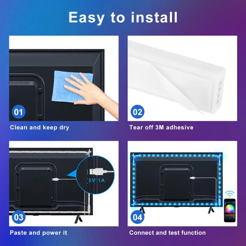 Custom Lonten RGB 5050 LED Strip Light IR Remote Control Music Sync Lights Flexible Lighting Ribbon Tape For Desktop Screen T Manufacturer