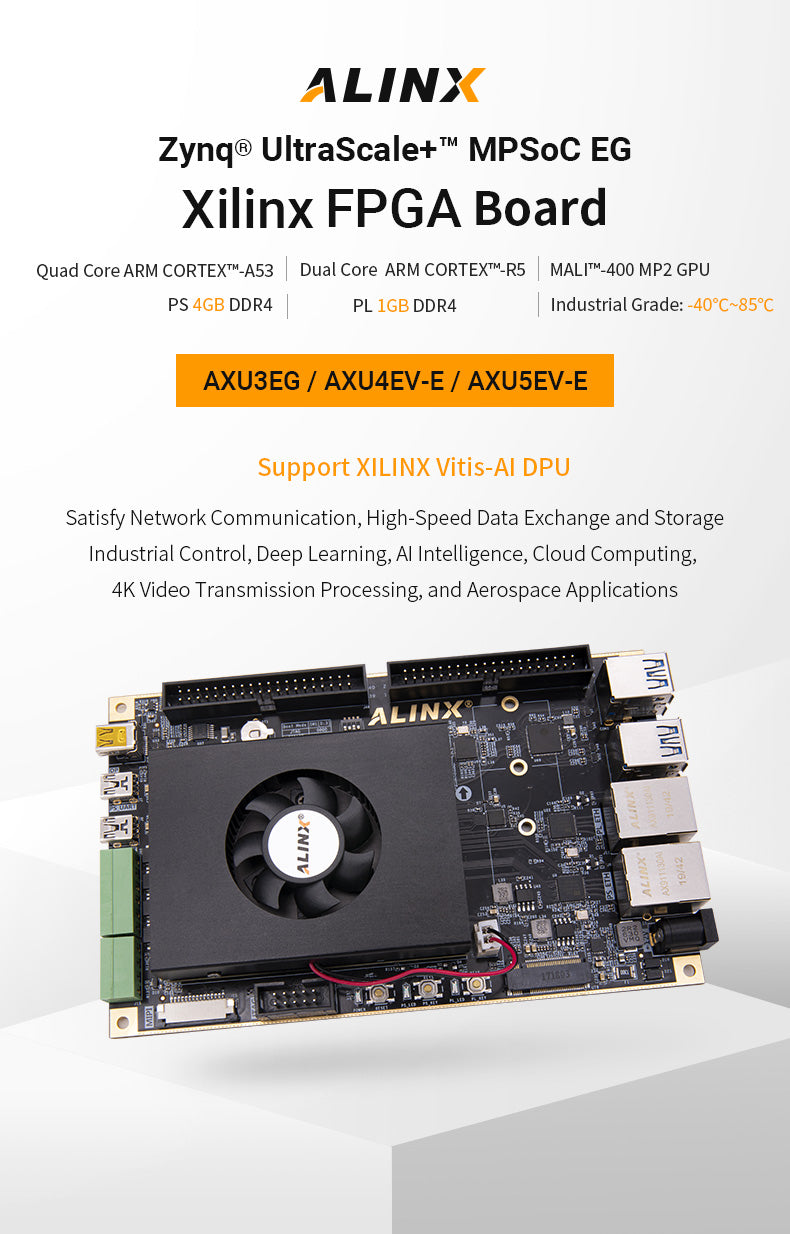 Custom PCB AXU3EG: Xilinx Zynq UltraScale+ MPSoC ZU3EG FPGA Development Board AI Vitis-AI DPU 4K Video pcba circuit boards led