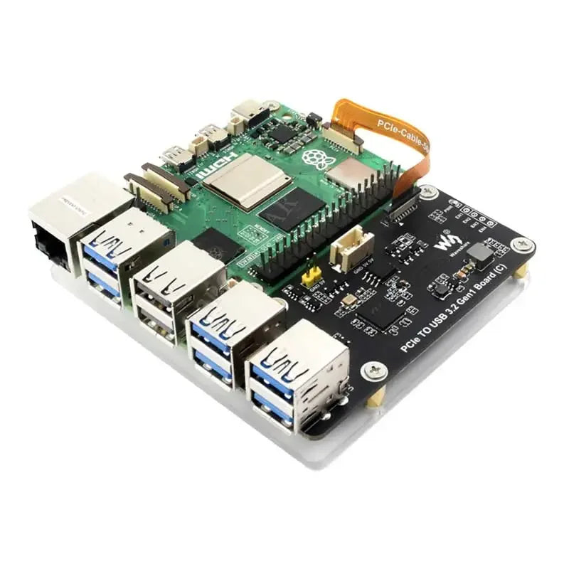 Custom Raspberry Pi 5 PCIe to USB3.2 Gen1 Extension Board Hub 5Gbps for Raspberry Pi OS Educational Use Drive Free