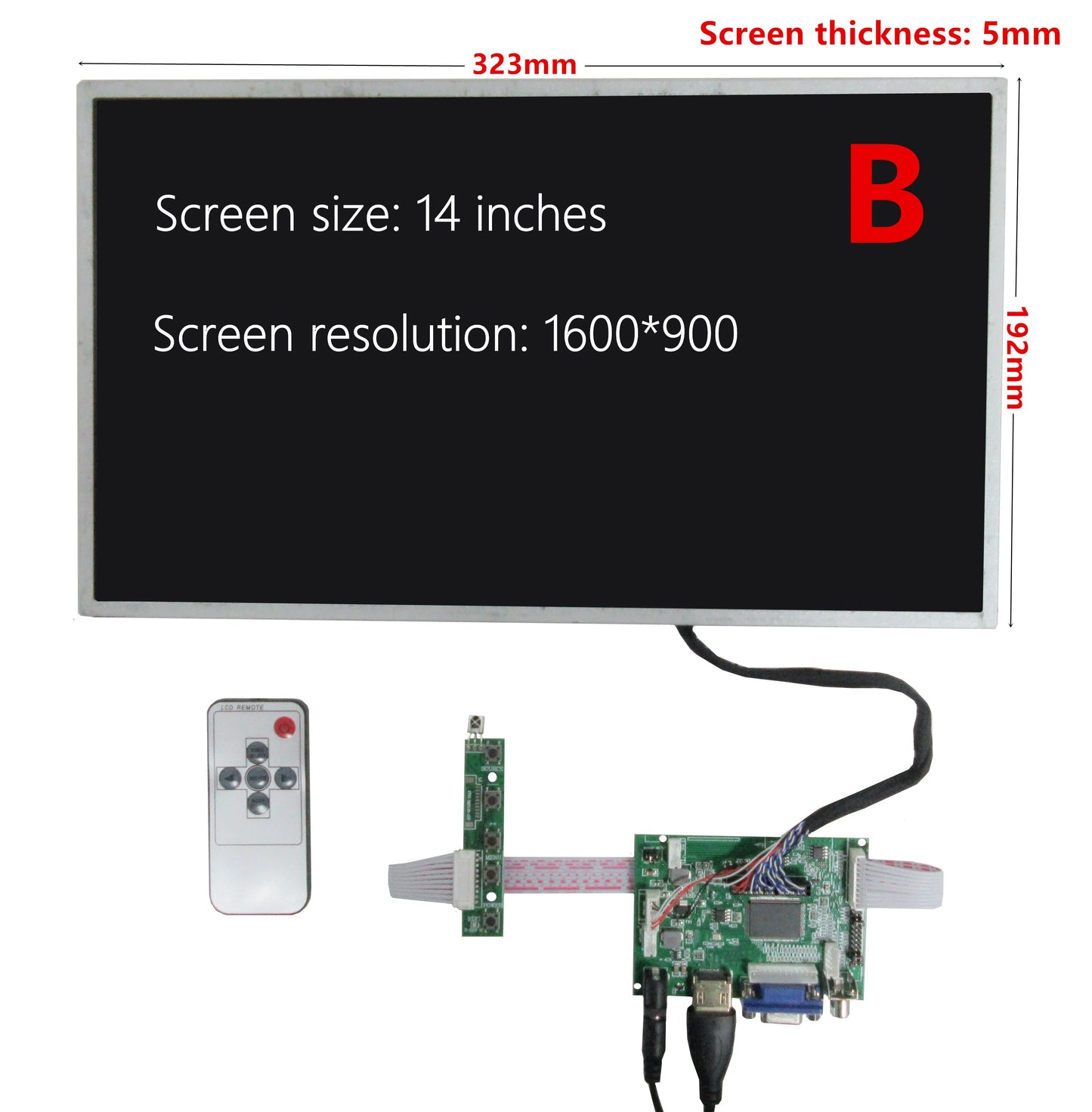 Custom 14 Inch LCD Screen Display Monitor Driver Control Board 2AV HD-Compatible VGA For Raspberry Pi Banana/Orange Pi Mini Computer Manufacturer
