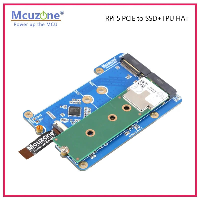 MPSTPU(M.2 M) Raspberry Pi 5 PCIE M.2 NVME SSD+TPU HAT Support 2230/2242/2280 Size SSD and Google Coral Edge TPU Custom