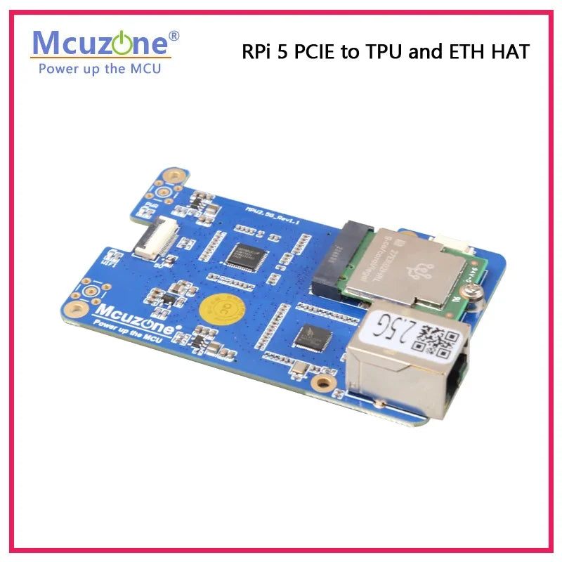 MP2.5G-TPU Raspberry Pi 5 PCIE to TPU and 2.5G Ethernet HAT M.2 E key interface, support Google coral Edge TPU Custom