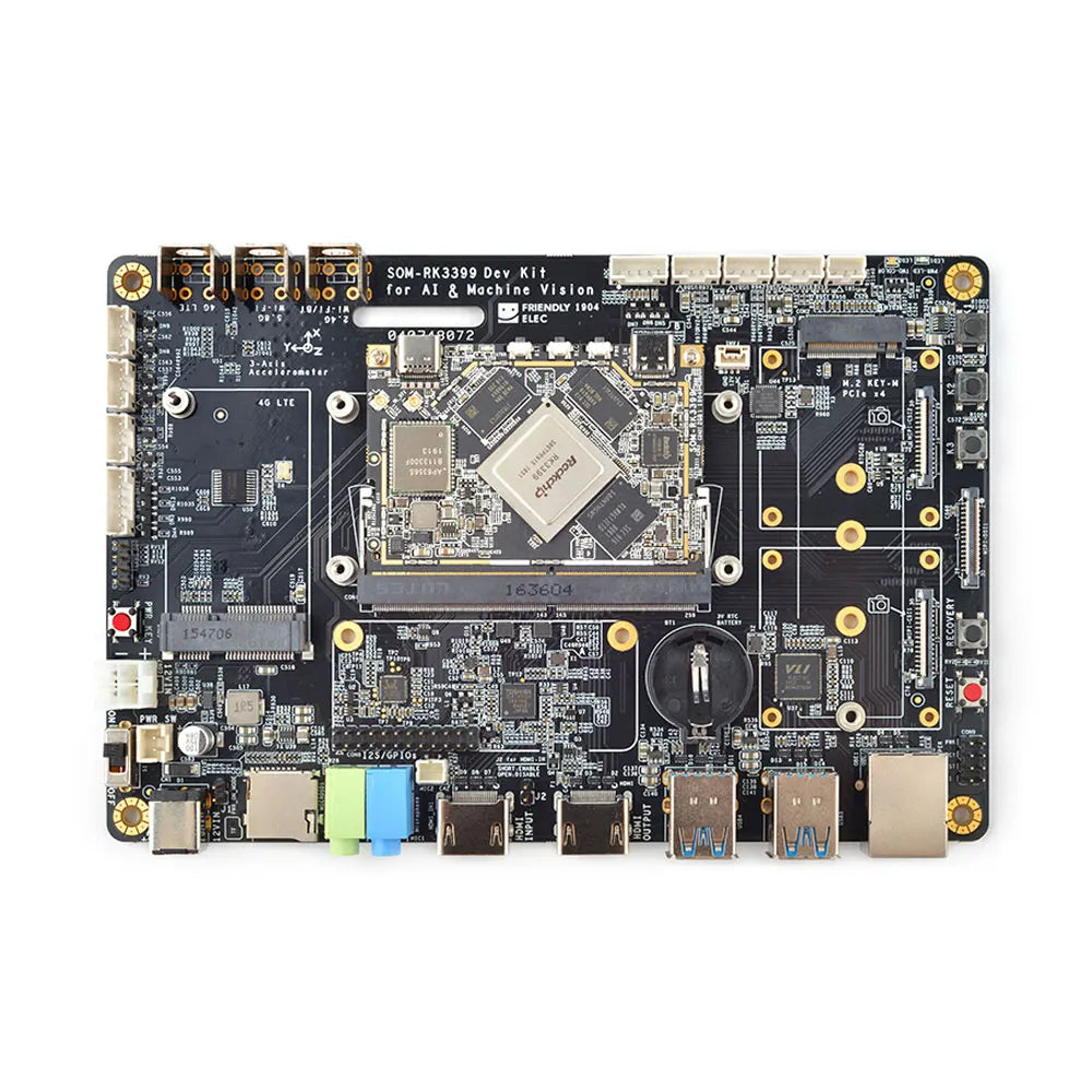 Custom SOM-RK3399 AI Developer kit WiFi BT Support Gbps Ethernet and Dual-screen display Android/Ubuntu/QT/buildroot IN/OUT Custom PCB Manufacturer